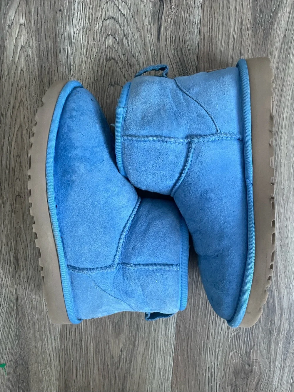 Women Size 7 UGG Classic Mini II Blue Suede Fur Boots